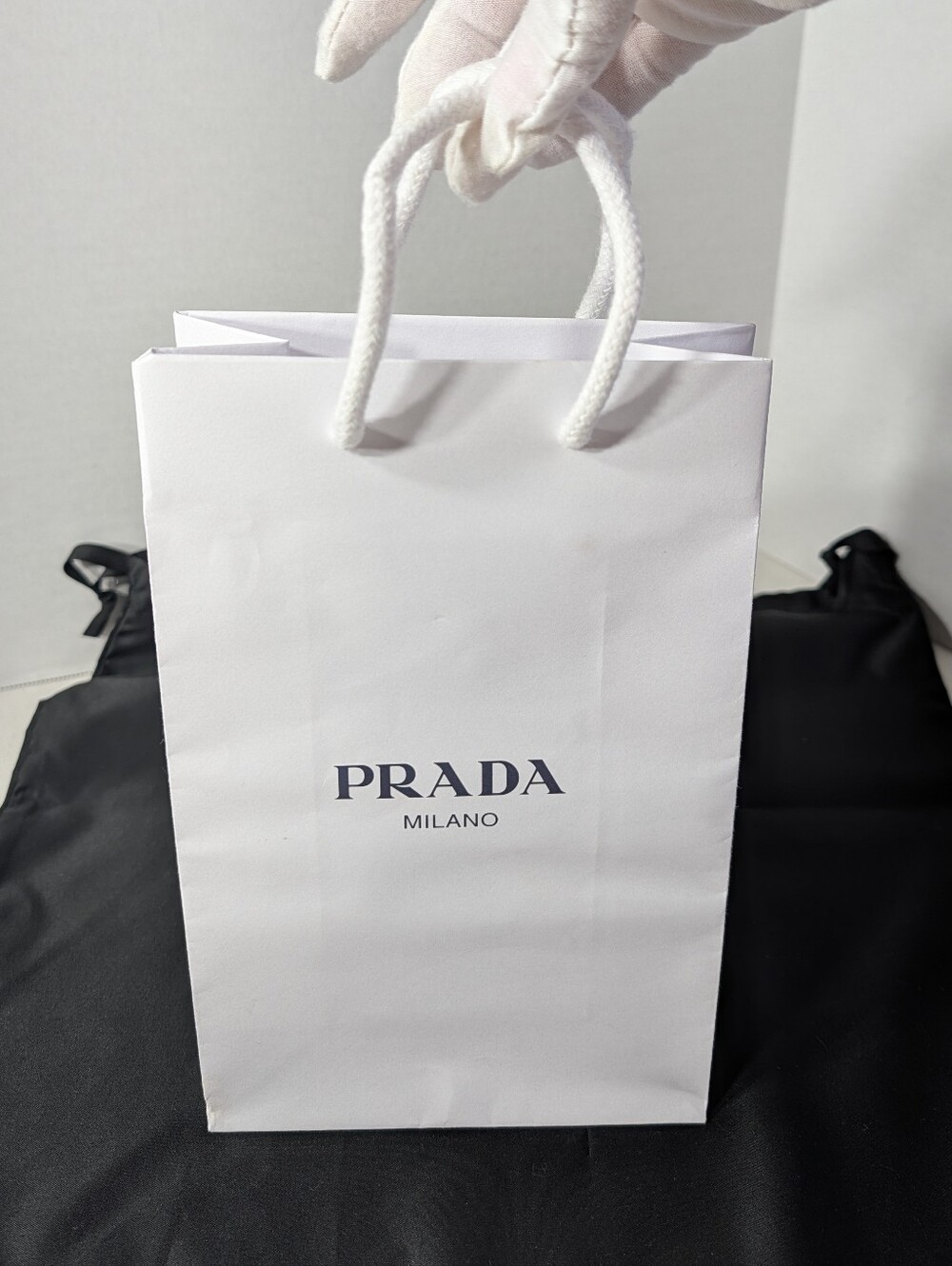 Prada White Milano Rope-Handle Gift Bag